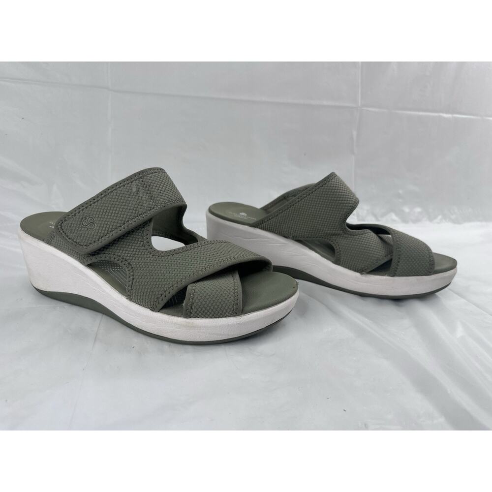 Clarks Comfort Cloud Steppers Mira Ease Slide Sandals Size 8M Green Cushion Soft